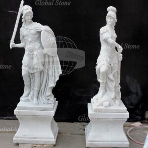 Hand carved white marble european warrior sculpture for garden  MS-535