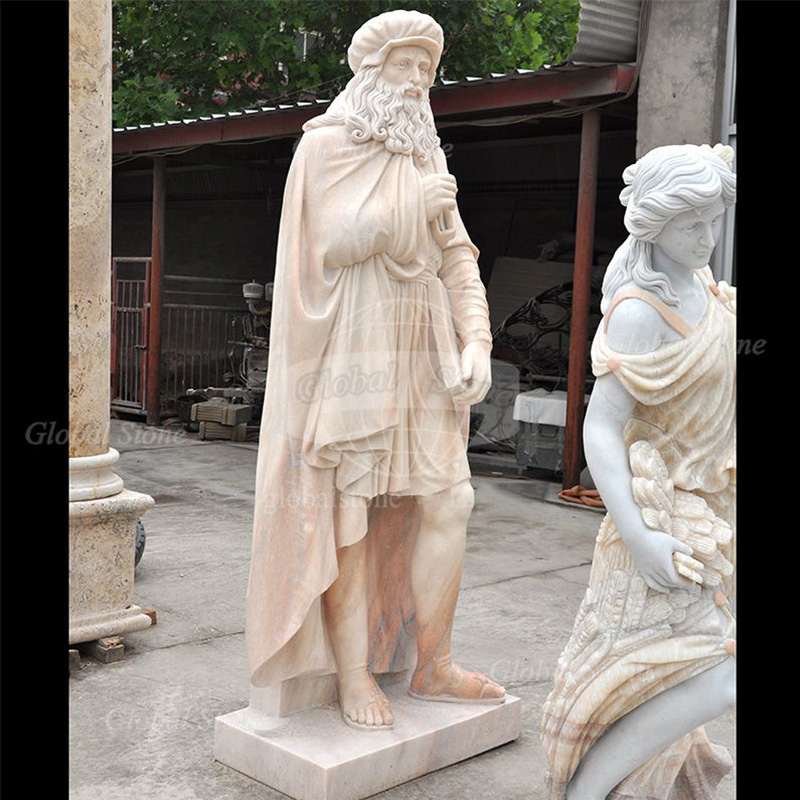 Leonardo da Vinci Renaissance Scholar Statue historical figure marble statue MS-565 - Image 2