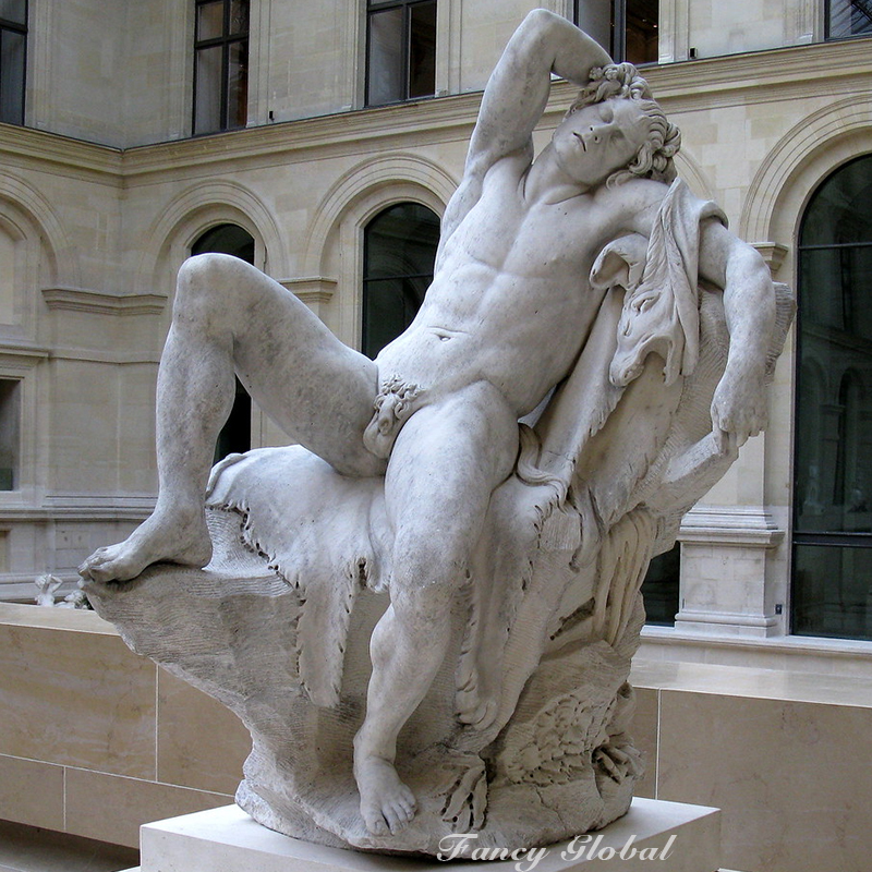 Hand carved white marble Barberini Faun Sleeping statue