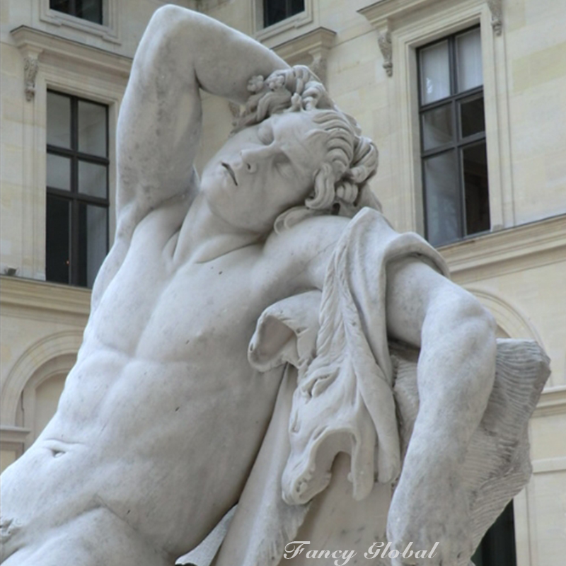 Hand carved white marble Barberini Faun Sleeping statue - Image 3