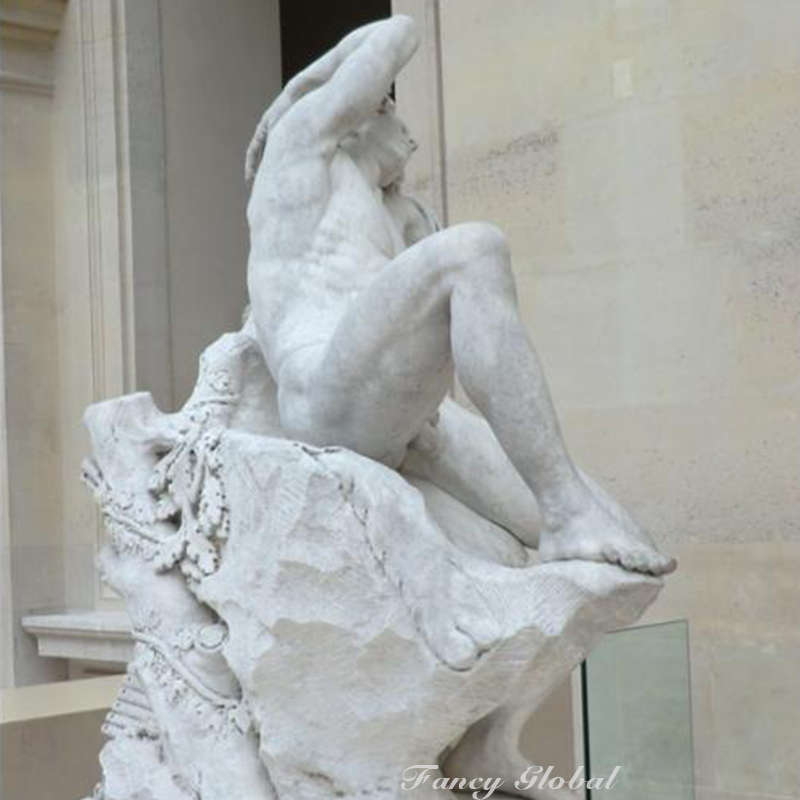 Hand carved white marble Barberini Faun Sleeping statue - Image 4